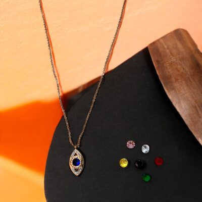 Interchangeable Color Evil Eye pendant with chain
