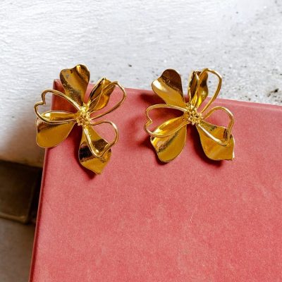 Four Petals Flower Statement Stud